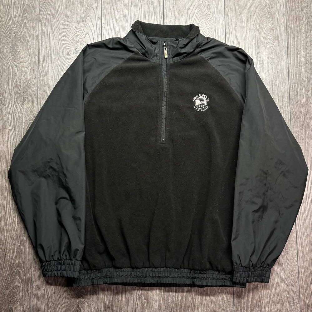 Ping Pebble Beach Golf Links 1/4 Zip Mens Large Fleece Pullover Jacket Black
